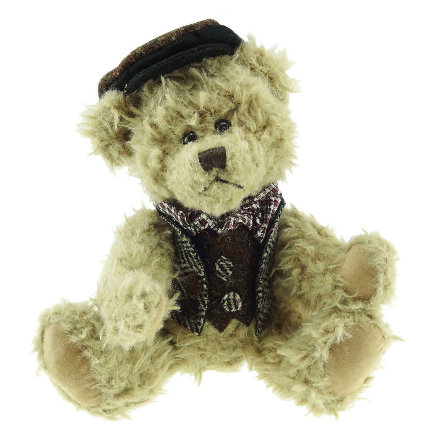 25cm Boy Childs Teddy Bear with Harris Tweed Scotland Clothing - Green | Harris Tweed Scotland
