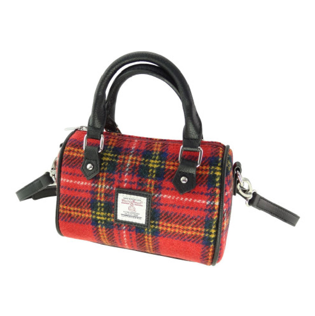 Harris Tweed Kilbride Mini Bowling Handbag with Shoulder Strap - COL24