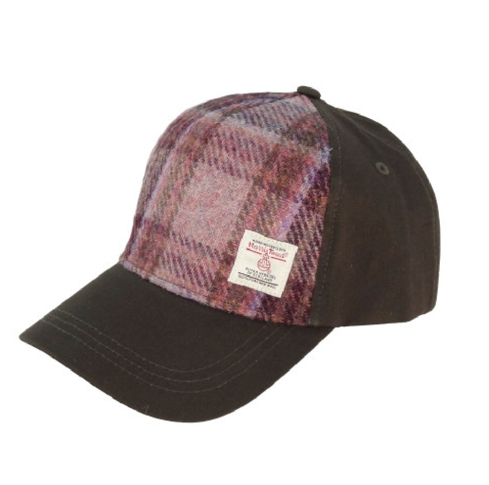 Baseball Cap with Harris Tweed (Pink/Burgundy Check)