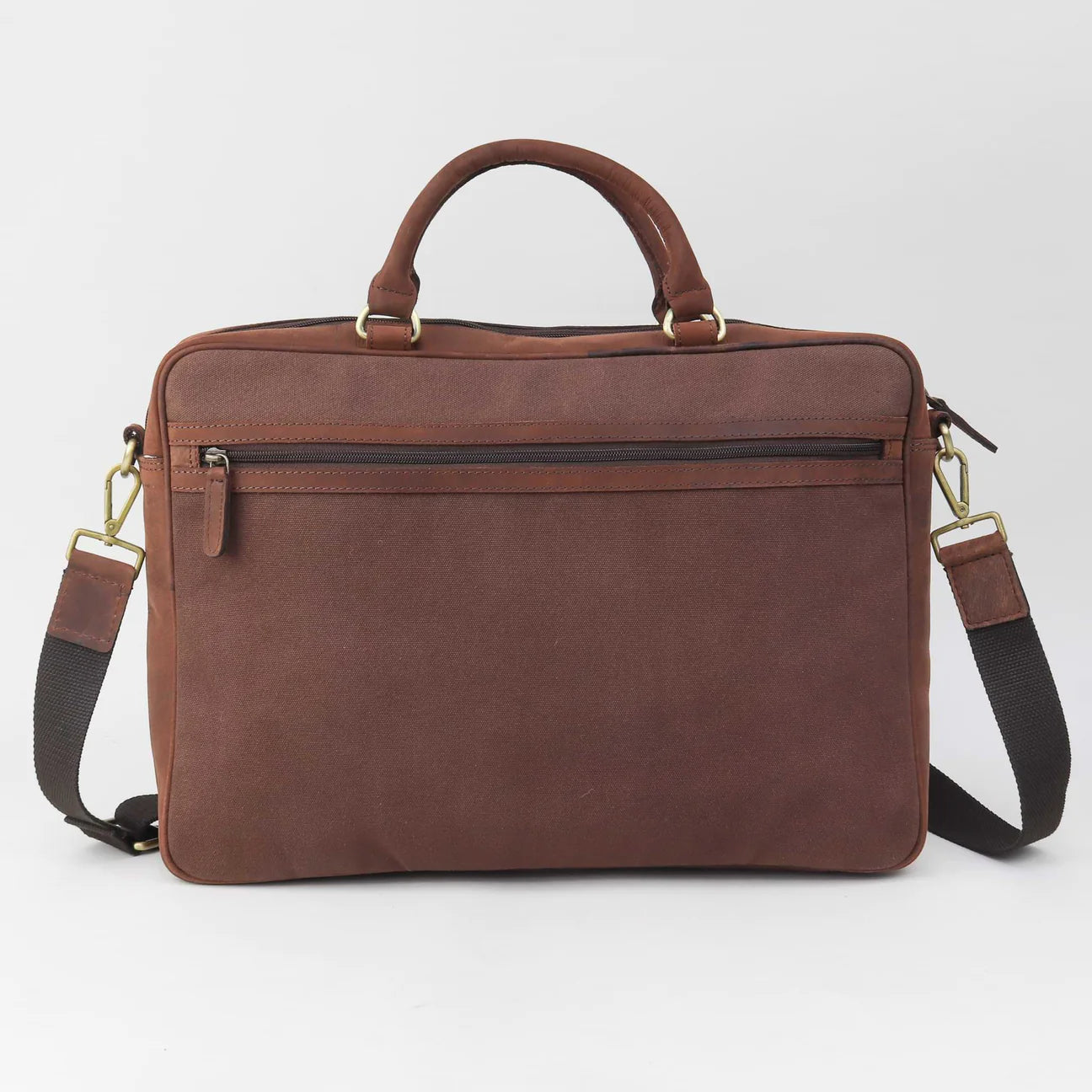 Sophos Brown Leather Briefcase With Harris Tweed