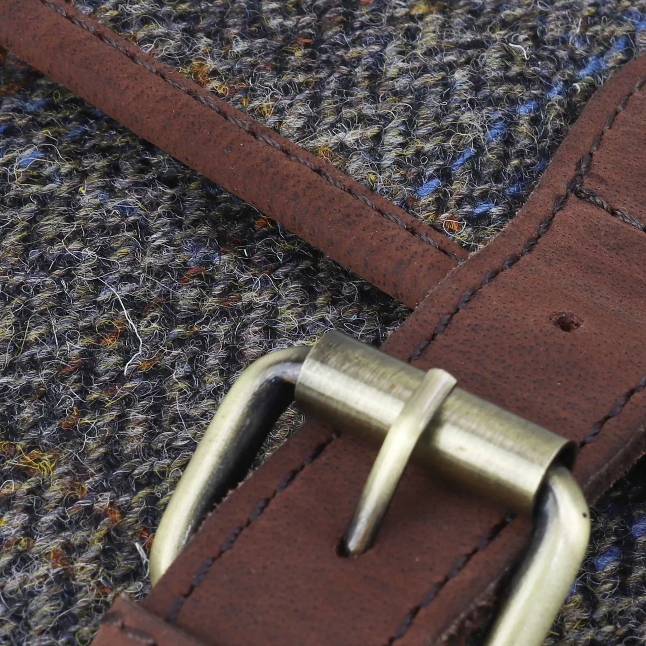Sophos Brown Leather Briefcase With Harris Tweed