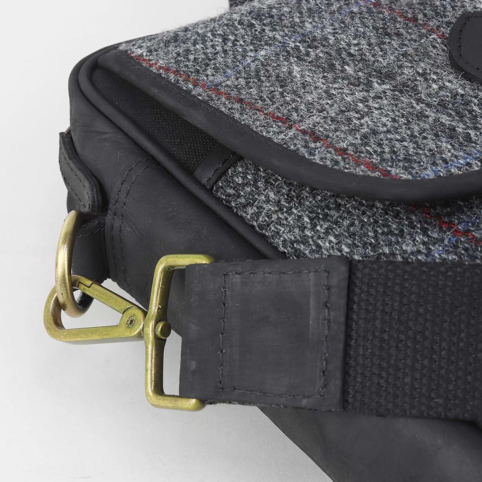 Sophos Grey Leather Harris Tweed Briefcase Laptop Bag