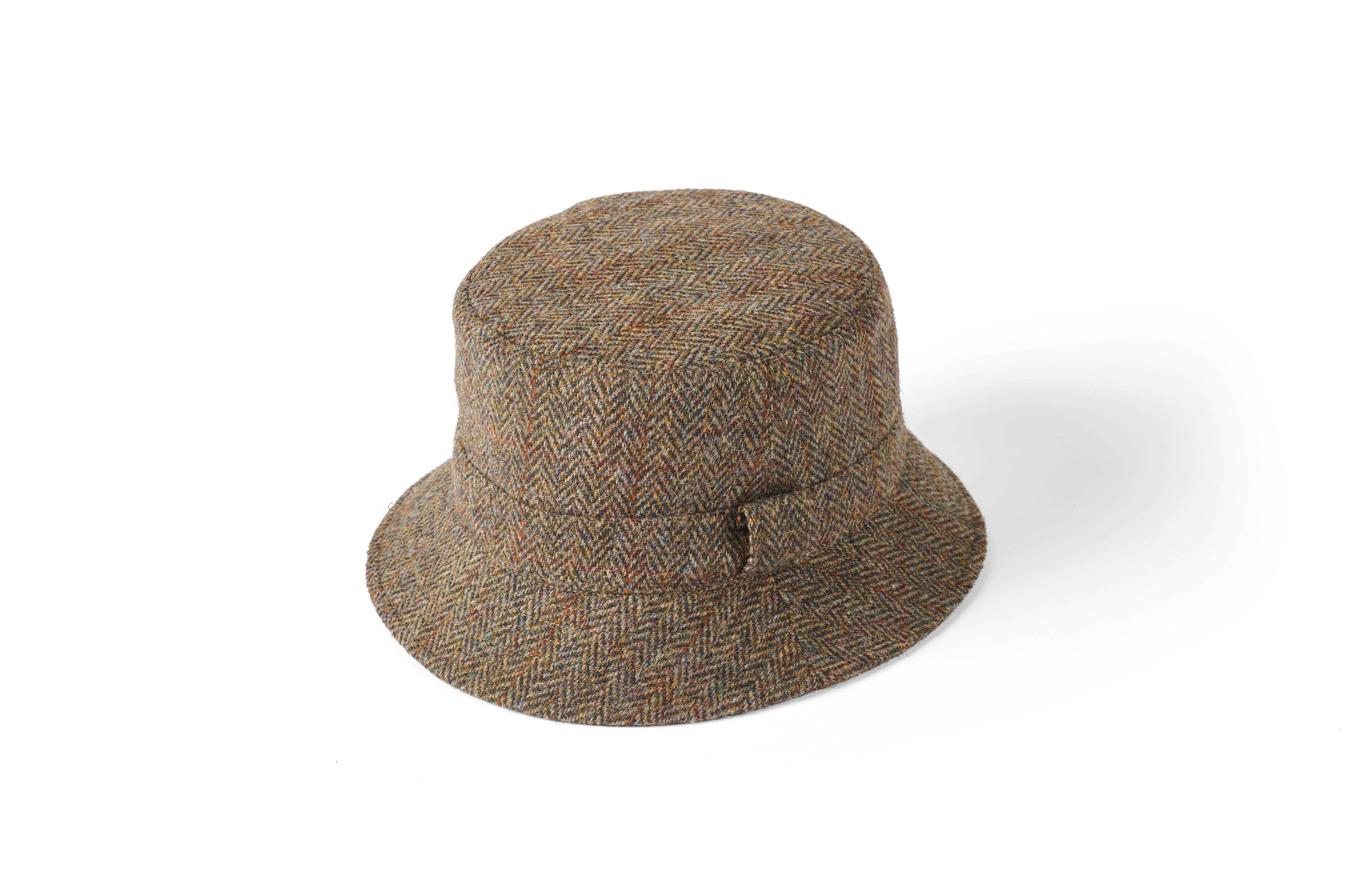 Failsworth Harris Tweed Scotland Grouse Bucket Hat Brown and Green with Multicolour Flecks | Harris Tweed Scotland