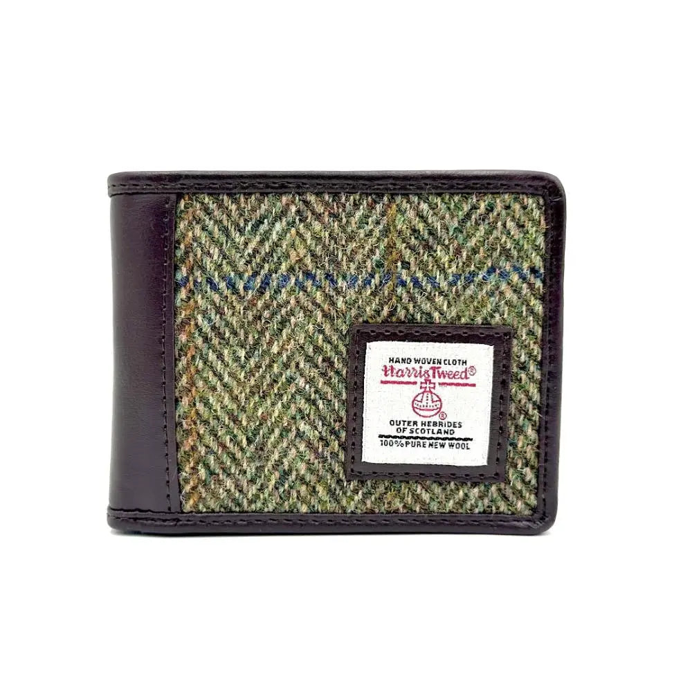 Maccessori Tri-Fold Wallet Coin Pocket with Harris Tweed - Country Green | Harris Tweed Scotland