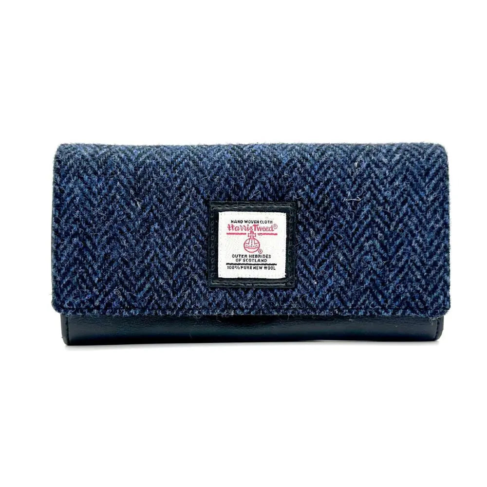 Maccessori Ladies Envelope Purse with Harris Tweed - Blue Herringbone