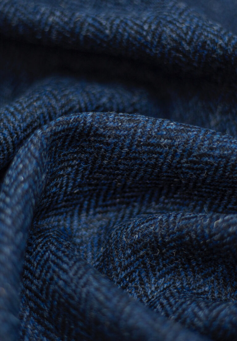 Harris Tweed Navy Herringbone Cloth Fabric - Main Image
