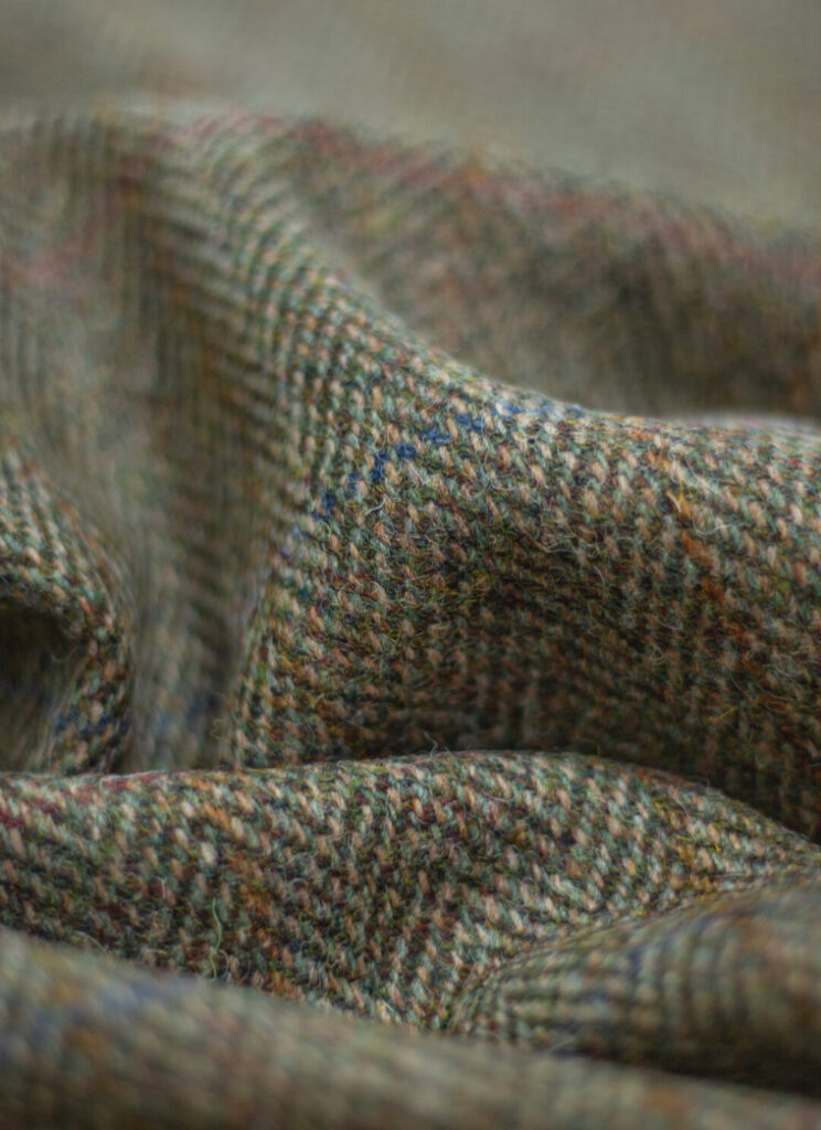 Harris Tweed Green Blue Brown Herringbone Overcheck Cloth Fabric | Harris Tweed Scotland