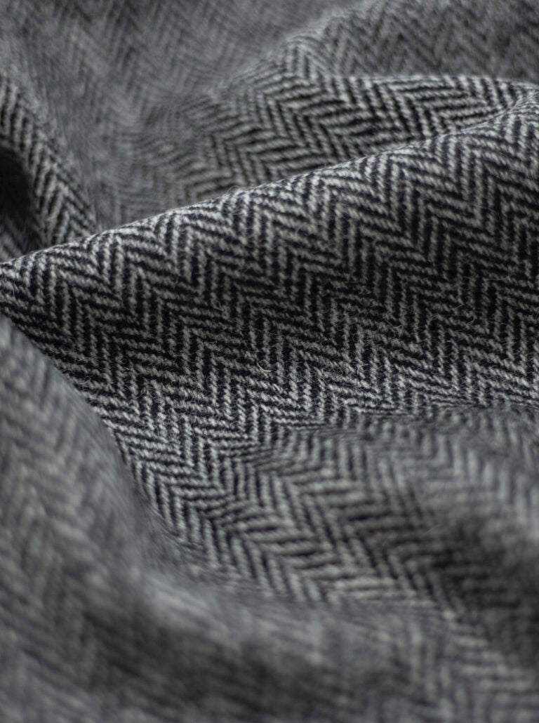 Harris Tweed Grey Black Herringbone Cloth Fabric | Harris Tweed Scotland