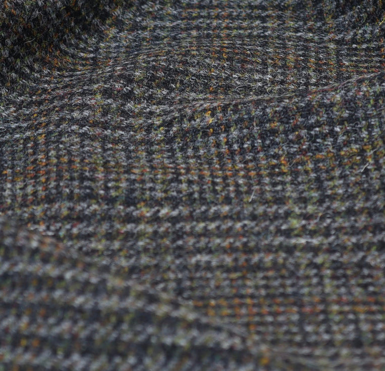Harris Tweed Grey Orange Glen Check Cloth Fabric | Harris Tweed Scotland