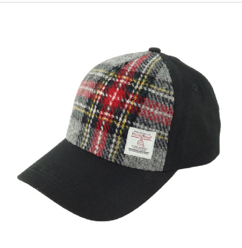 Baseball Cap with Harris Tweed. 100% Wool Front Panel - COL96