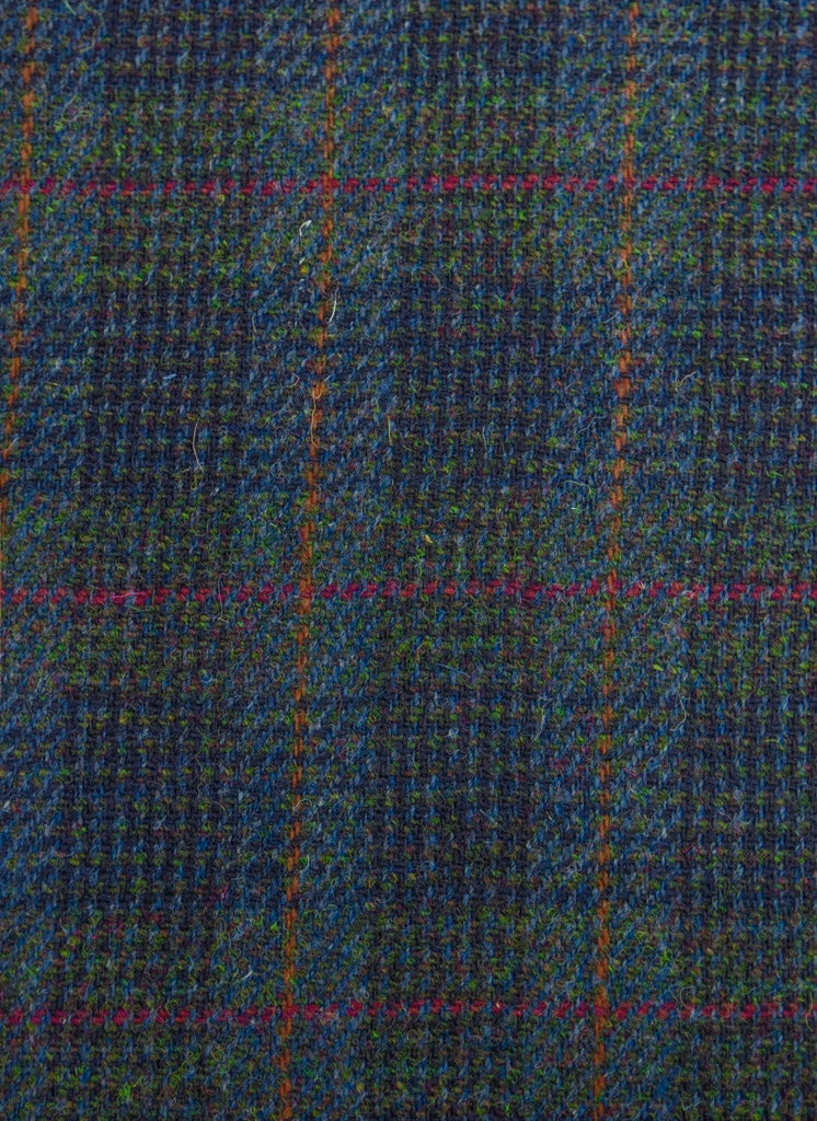 Harris Tweed Blue Green Houndstooth Overcheck Cloth Fabric
