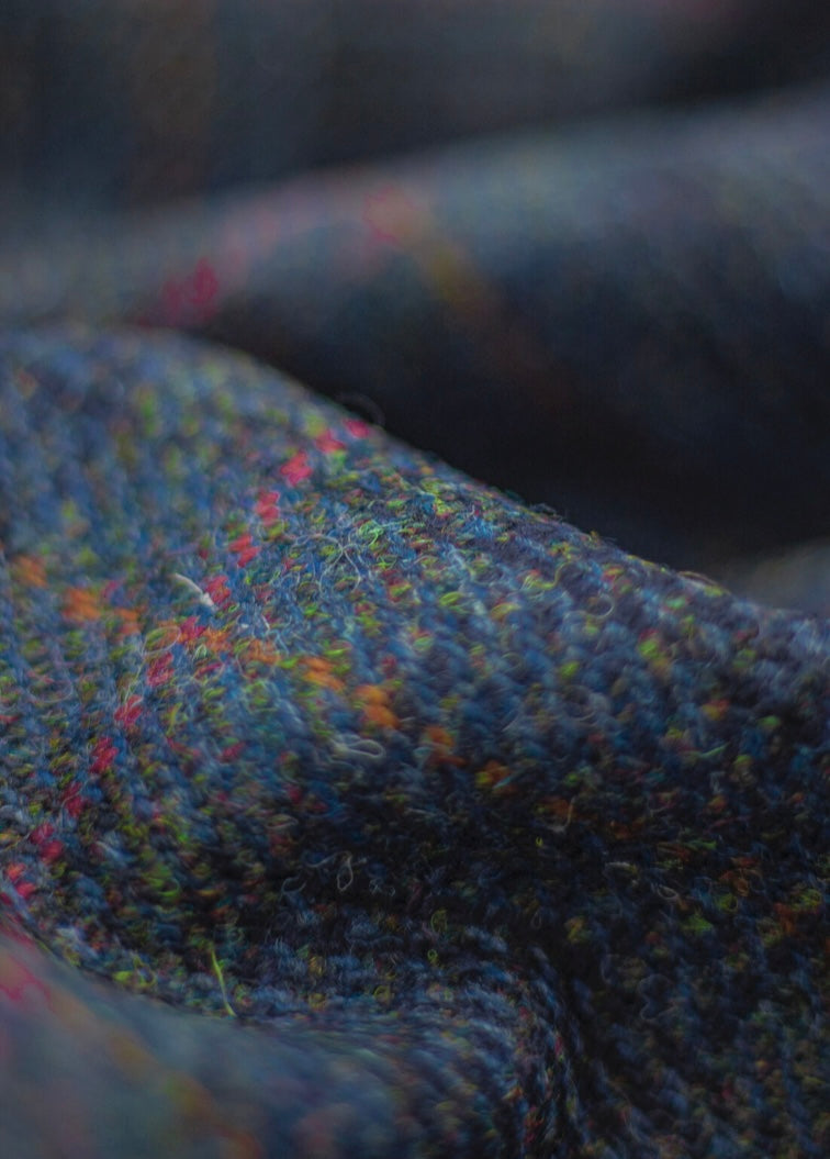 Harris Tweed Blue Green Houndstooth Overcheck Cloth Fabric | Harris Tweed Scotland