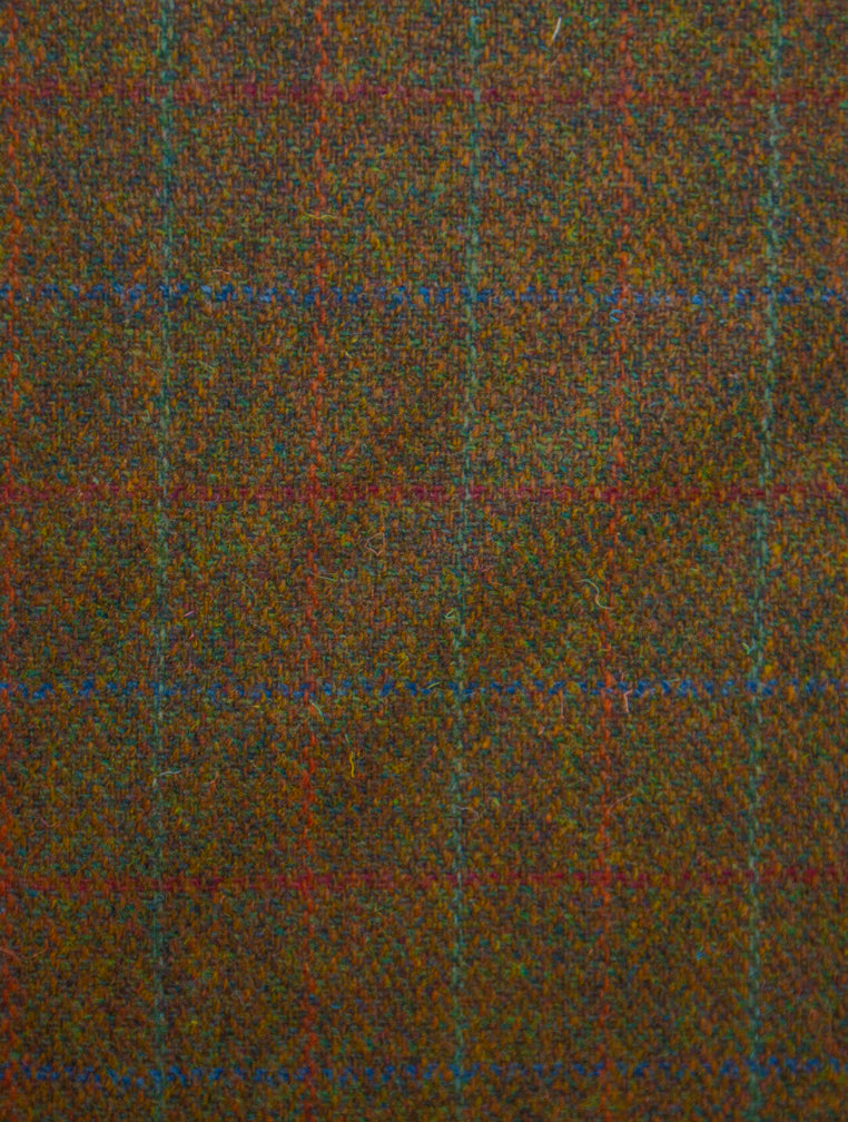 Harris Tweed Rust Mix with Multicolour Overcheck Cloth Fabric – Image 2 | Harris Tweed Scotland