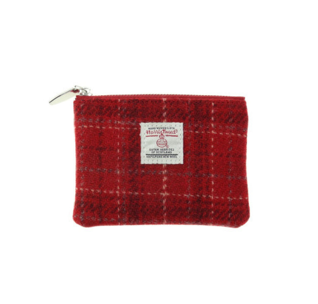 Eriskay Small Zip Pouch with Harris Tweed Burnt Orange Check Fabric - COL102 | Harris Tweed Scotland