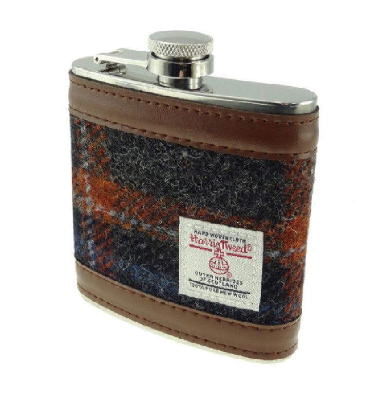Harris Tweed Hip Flask 6oz - COL127 | Harris Tweed Scotland