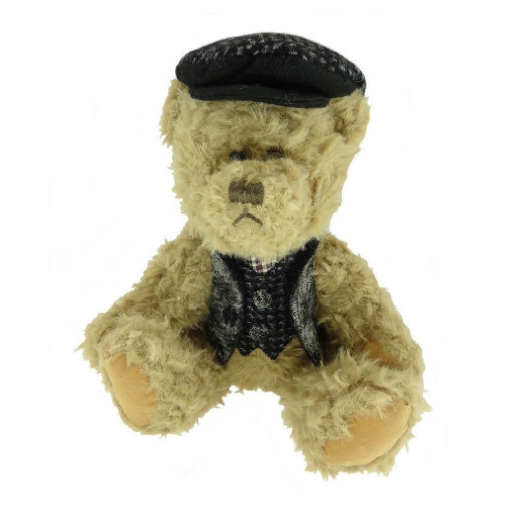 25cm Boy Childs Teddy Bear with Harris Tweed Clothing - Black