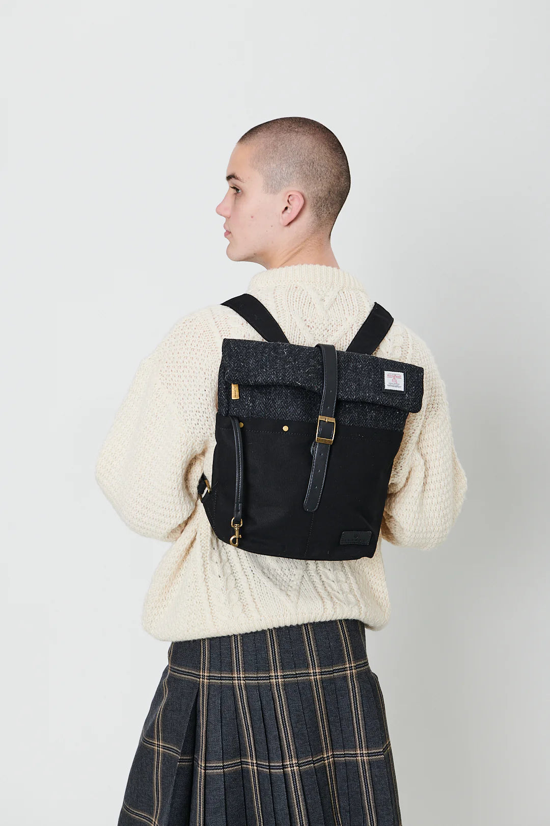 Islander Canvas Backpack with Harris Tweed Chestnut Herringbone