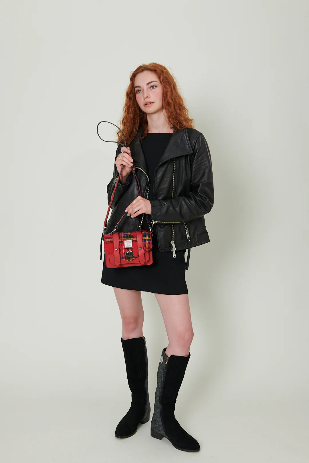 Islander Mini Satchel with Harris Tweed Pink & Green Tartan