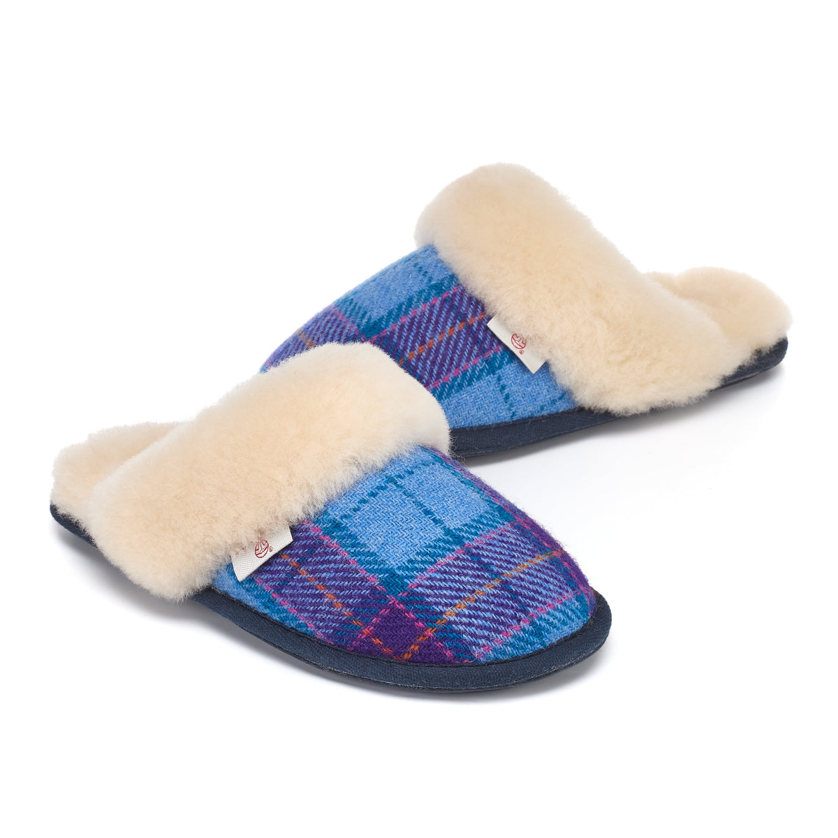 Kate Ladies' Sheepskin Lined Mule Slippers (Denim / Purple)
