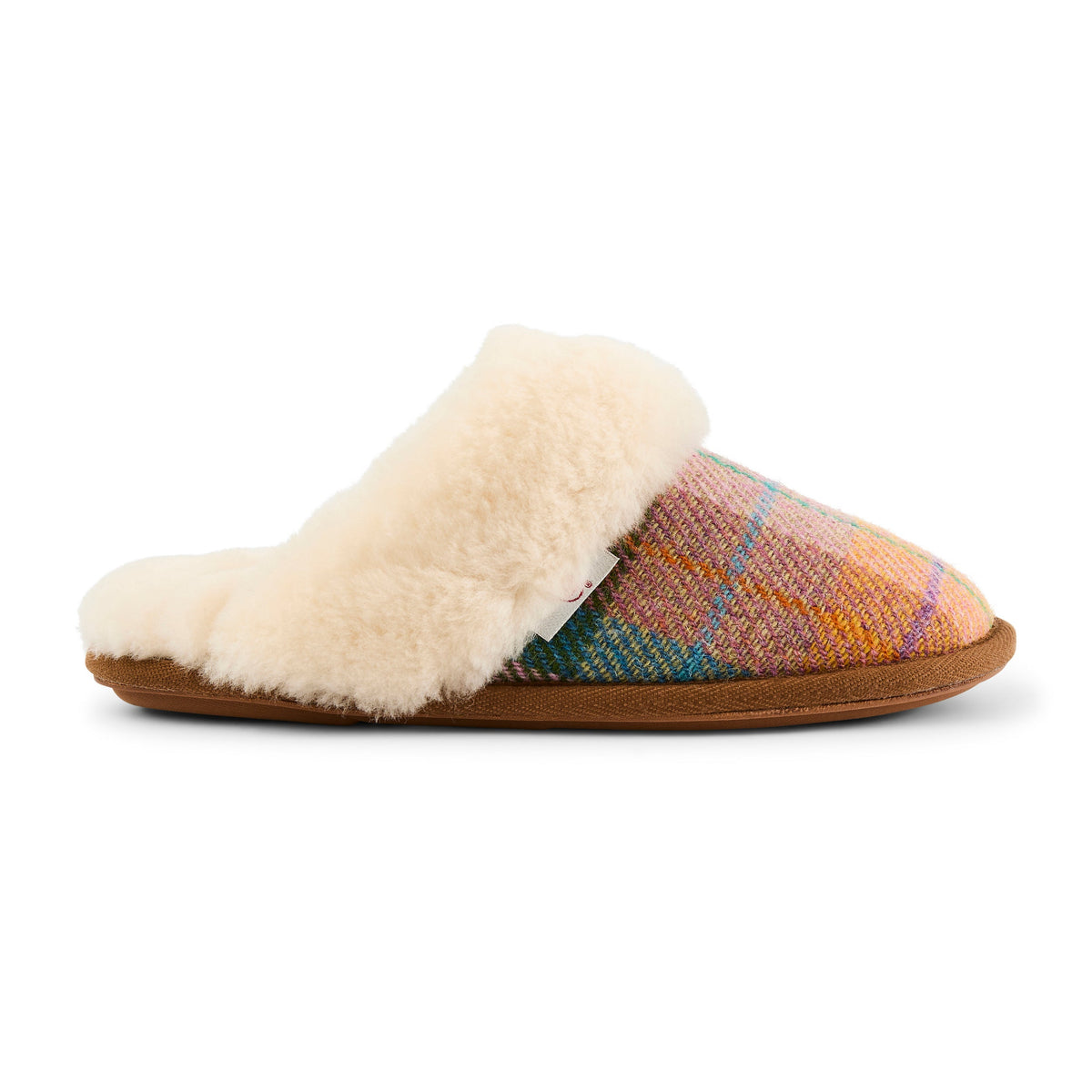 Kate Ladies' Sheepskin Lined Mule Slippers (Honey Check)