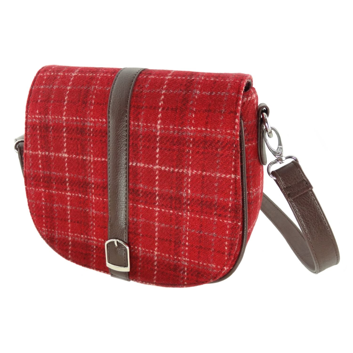 Beauly Classic Shoulder Handbag with Harris Tweed Burnt Orange Check Fabric - COL102 | Harris Tweed Scotland
