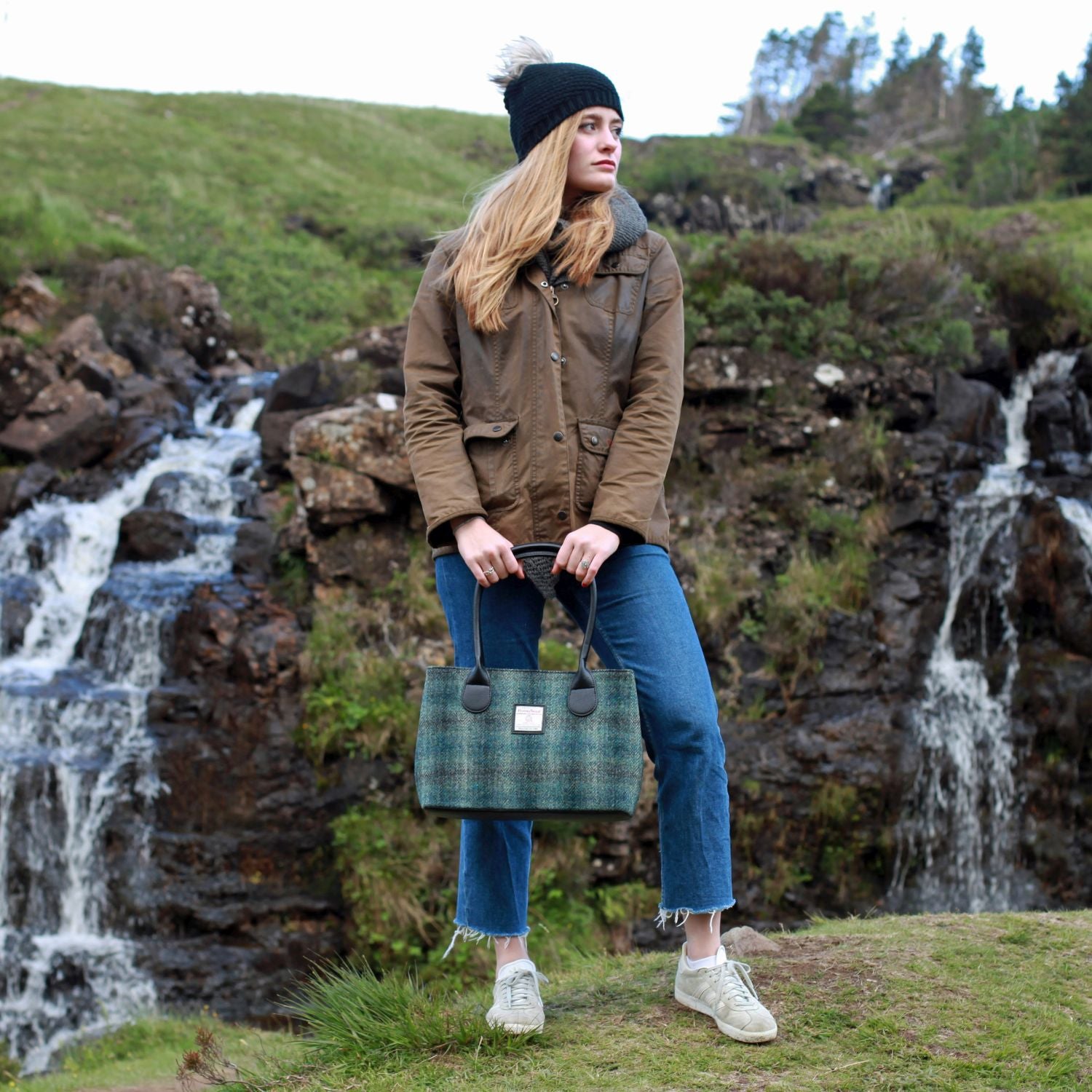 Cassley Classic Handbag with Harris Tweed Orange & Brown Fabric- COL148 – Image 2 | Harris Tweed Scotland