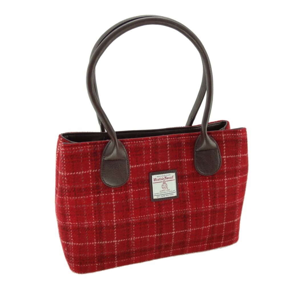 Cassley Classic Handbag with Harris Tweed Burnt Orange Check Fabric - COL102 | Harris Tweed Scotland