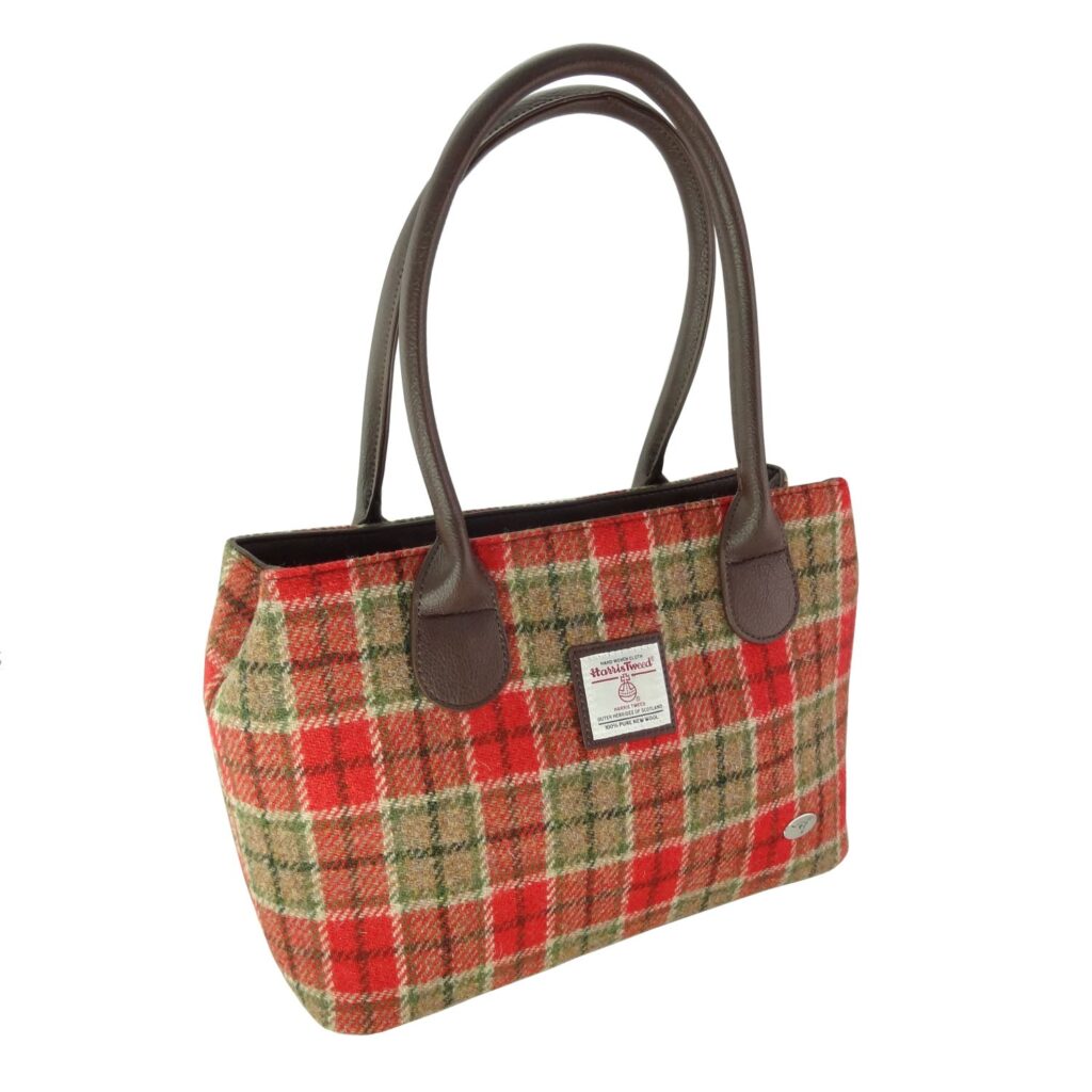 Cassley Classic Handbag with Harris Tweed Burnt Orange, Beige & Brown - COL141 | Harris Tweed Scotland