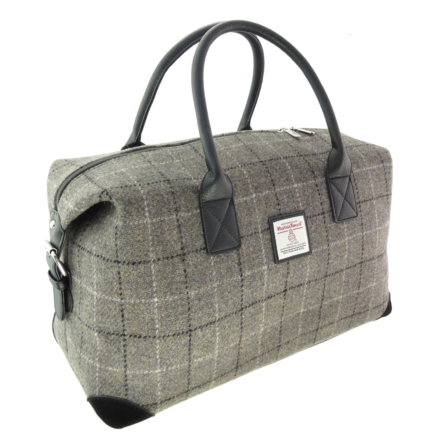 Esk Overnight Bag with Harris Tweed Grey & Black Check Fabric | Harris Tweed Scotland