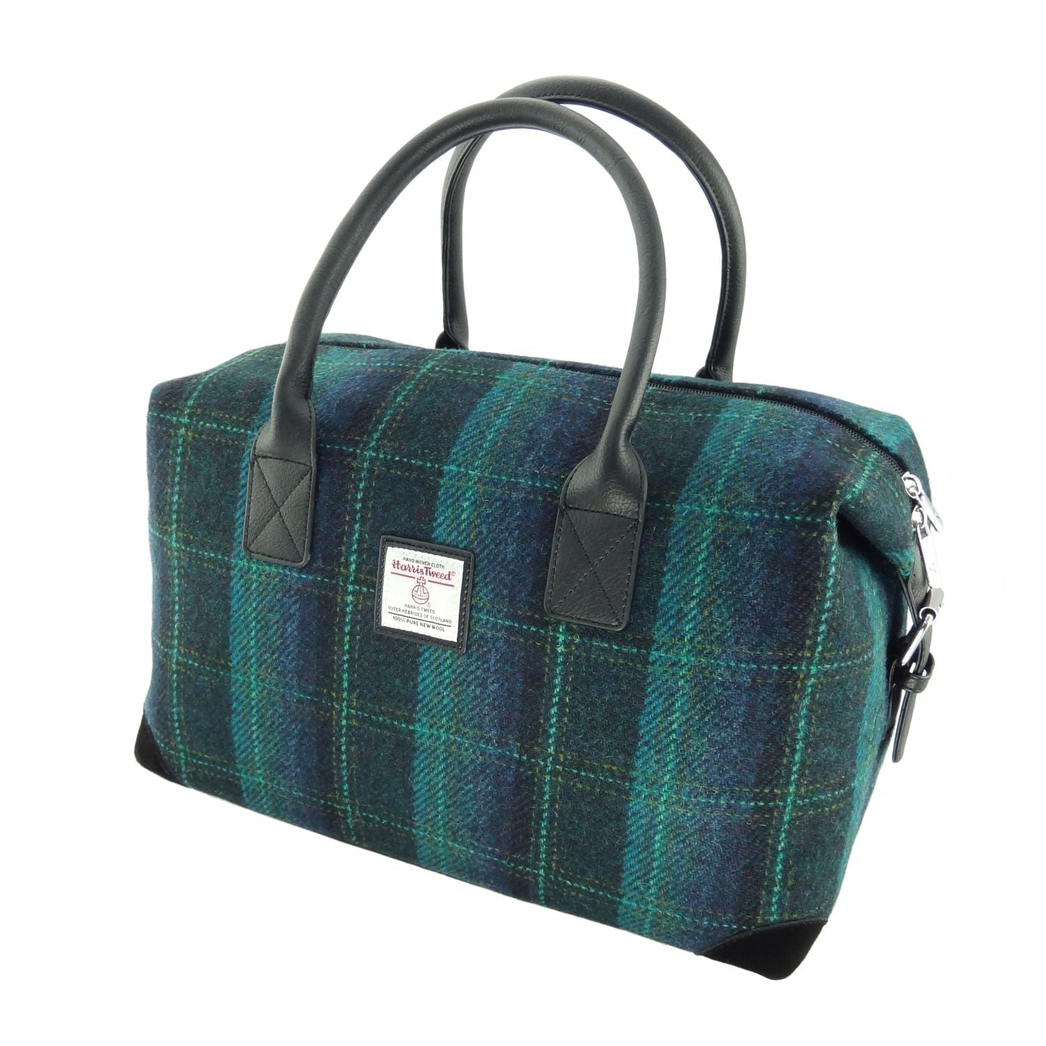 Esk Overnight Bag with Harris Tweed Navy Blue Check Fabric | Harris Tweed Scotland