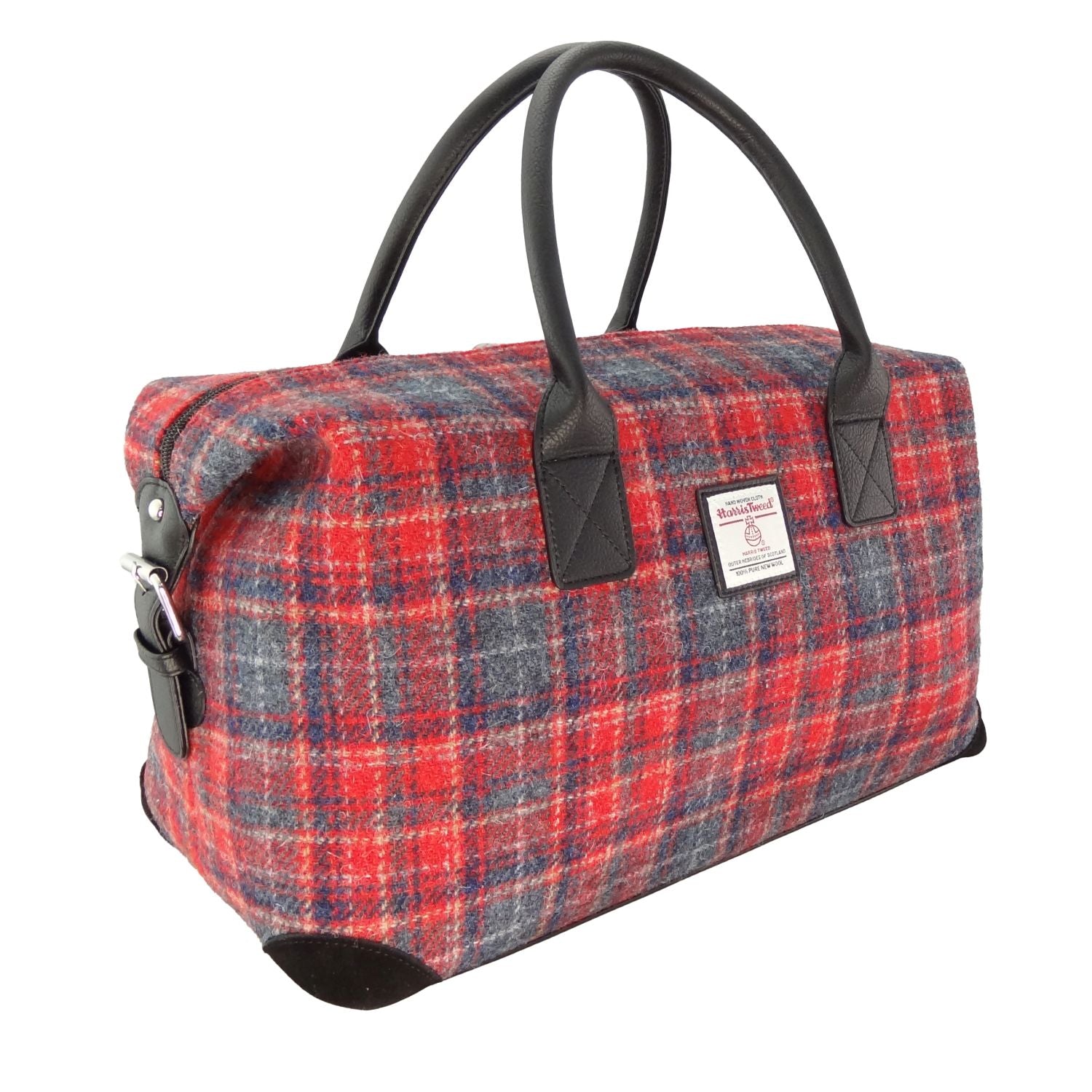 Esk Overnight Bag with Harris Tweed Red & Grey Tartan | Harris Tweed Scotland
