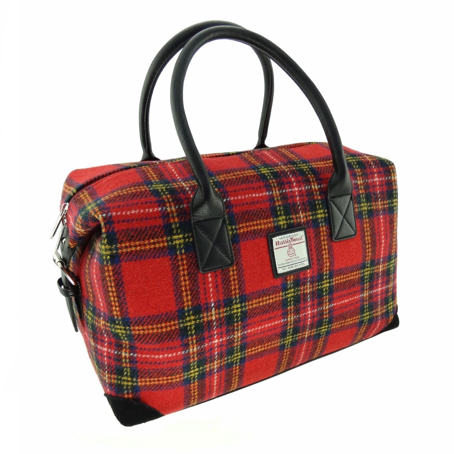 Esk Overnight Bag with Harris Tweed Red, Black & Yellow Check Fabric | Harris Tweed Scotland