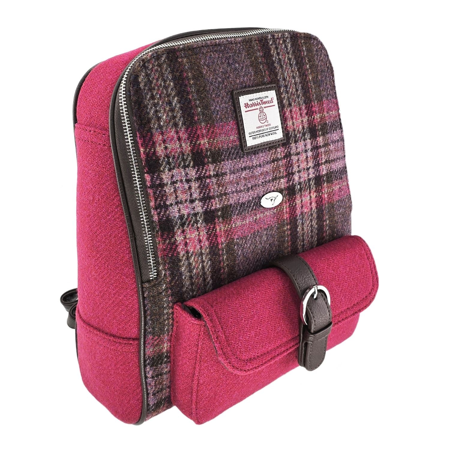 Harris Tweed Naver Backpack Purple & Pink Check - COL144 | Harris Tweed Scotland