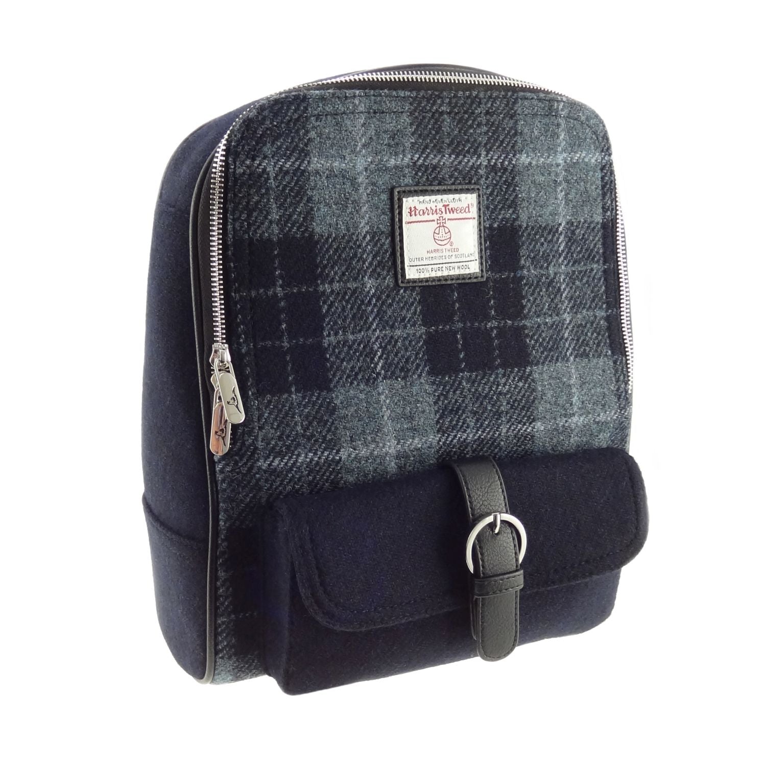 Harris Tweed Naver Backpack Black Check - COL95 | Harris Tweed Scotland
