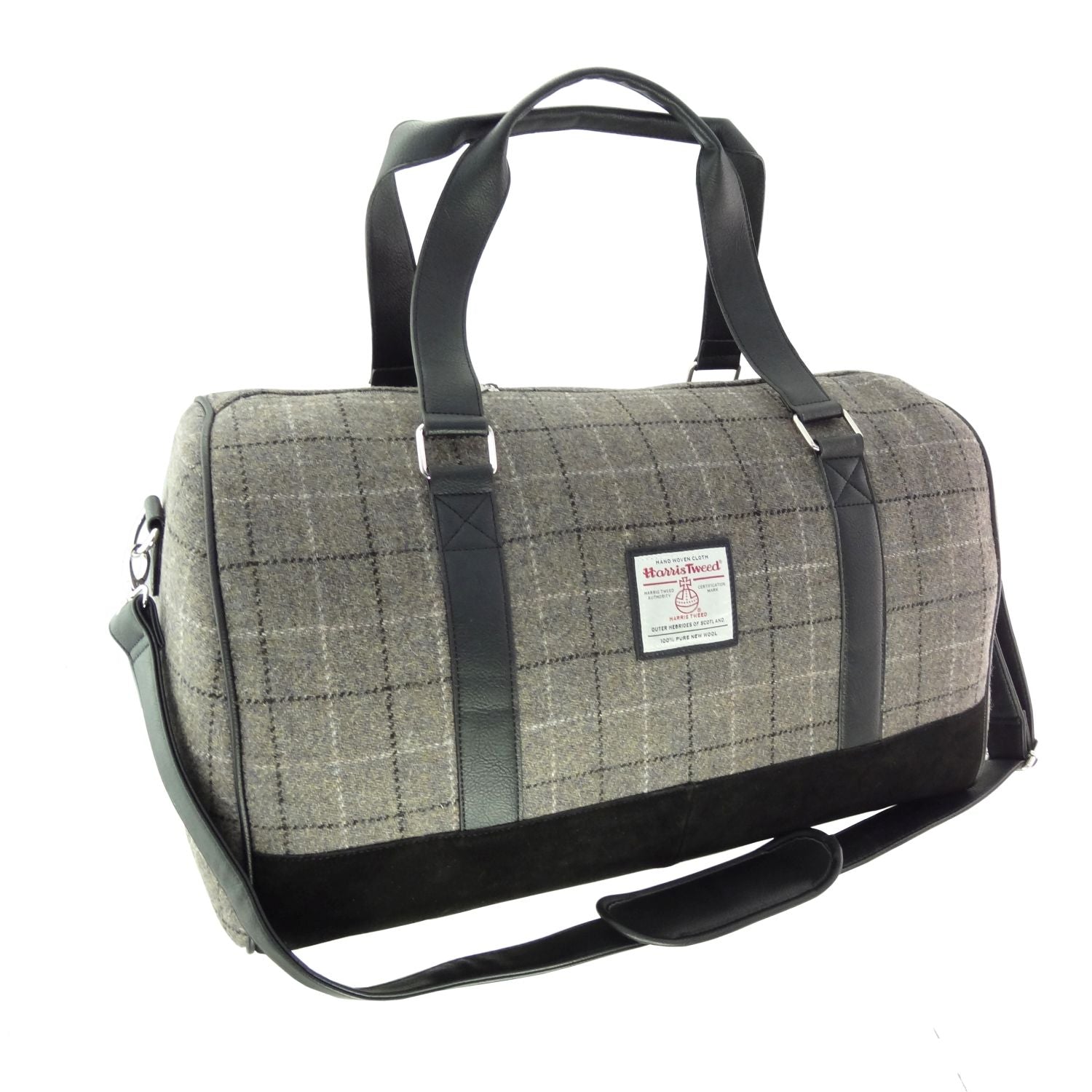 Clyde Weekend Bag Harris Tweed Grey & Black Fabric - COL31 | Harris Tweed Scotland