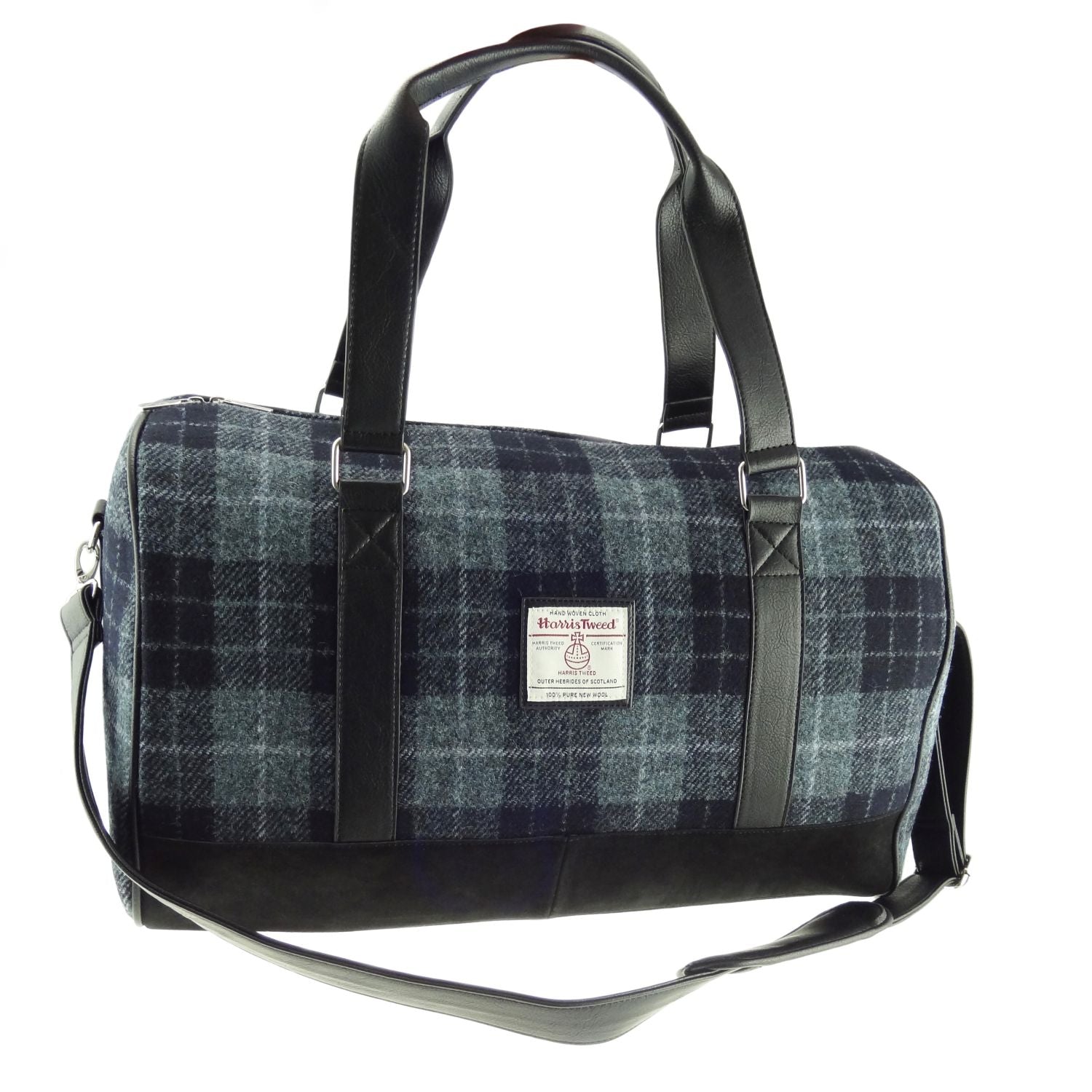 Harris Tweed Clyde Weekend Bag Blue Navy & Black - COL95 | Harris Tweed Scotland