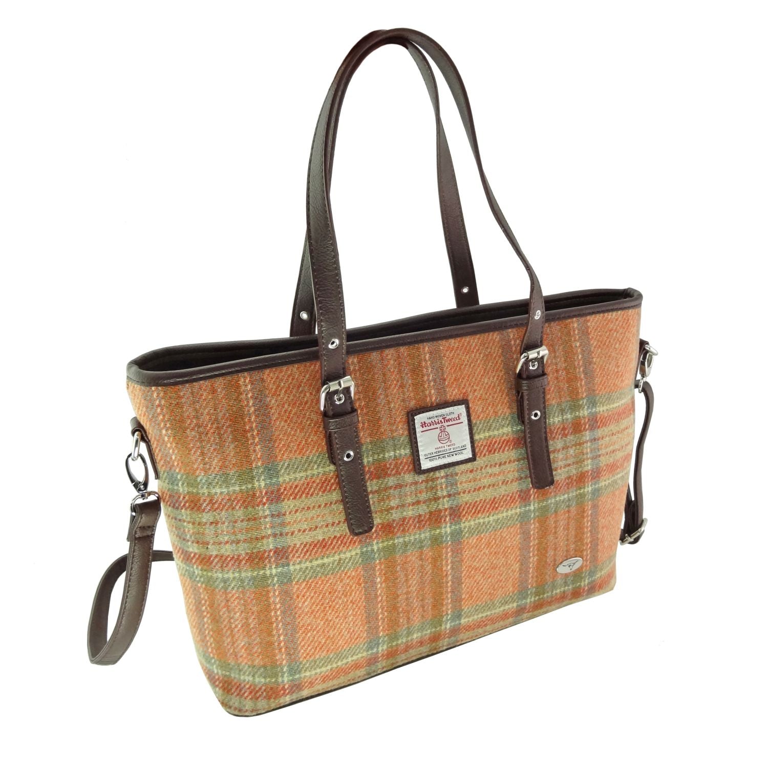 Spey Tote Bag with Shoulder Strap & Harris Tweed Burgundy & Purple Fabric - COL148 | Harris Tweed Scotland
