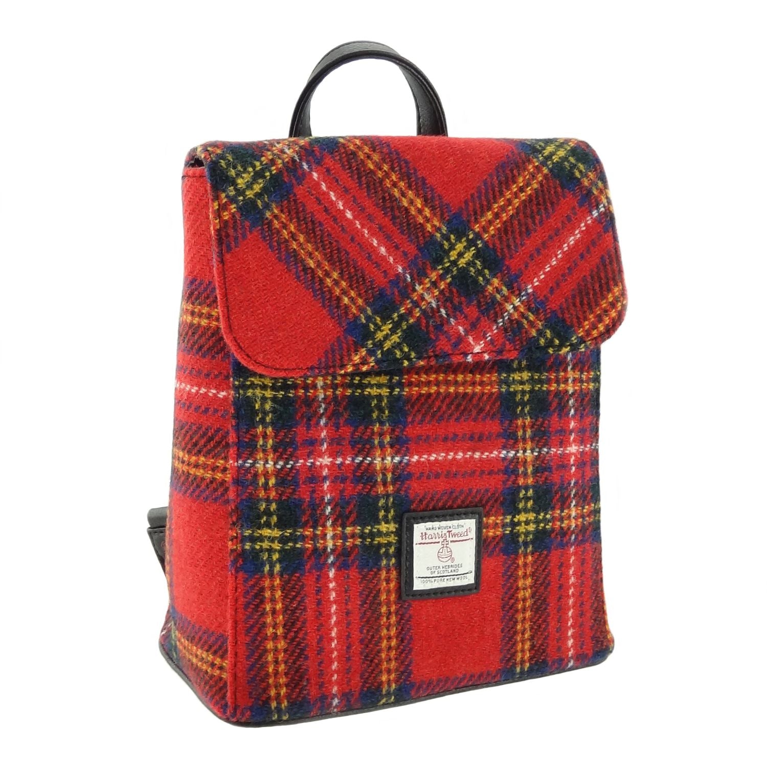 Tummel Mini Backpack with Harris Tweed Red, Green & Yellow Tartan Fabric - COL24 | Harris Tweed Scotland