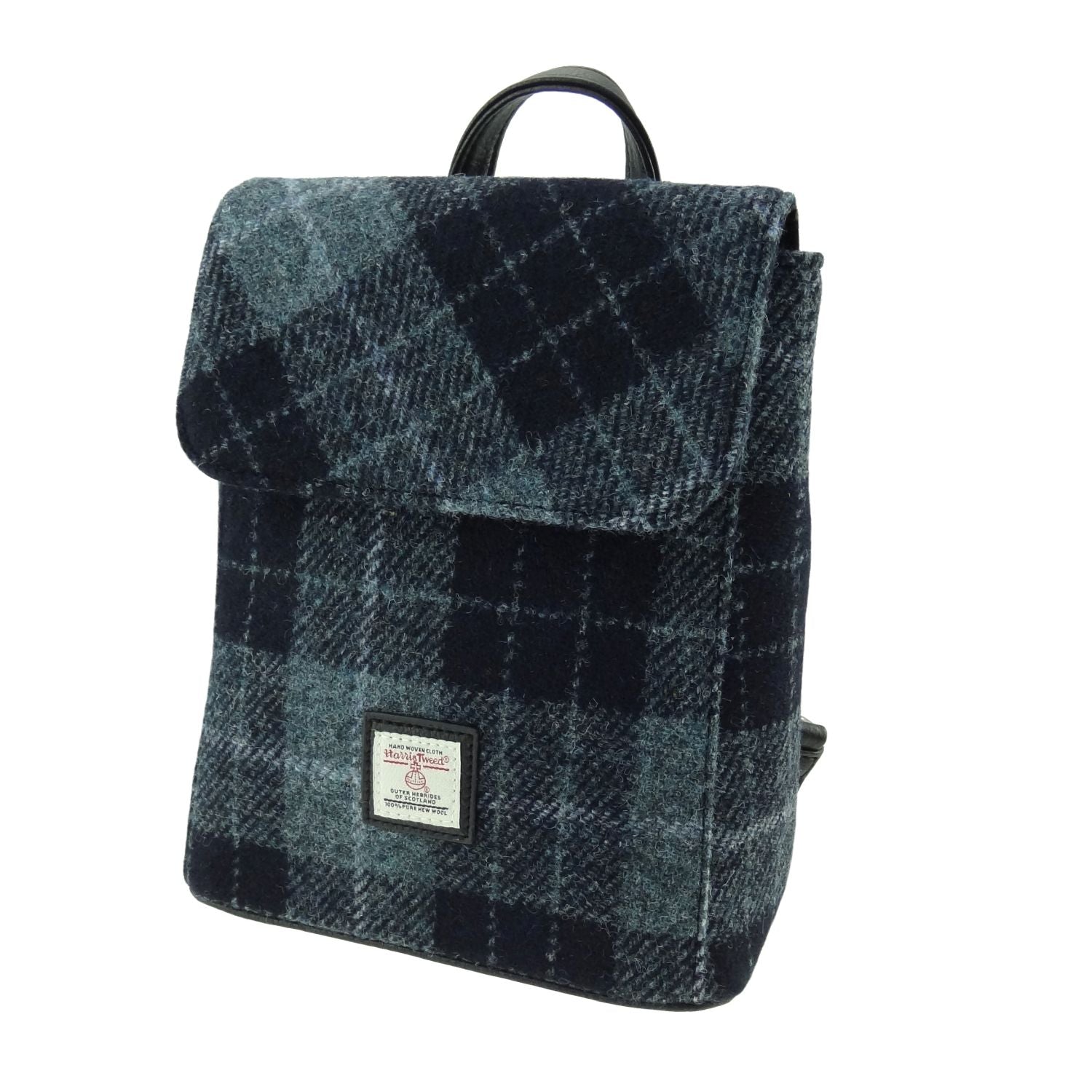 Tummel Mini Backpack with Harris Tweed Navy Blue Fabric - COL95 | Harris Tweed Scotland