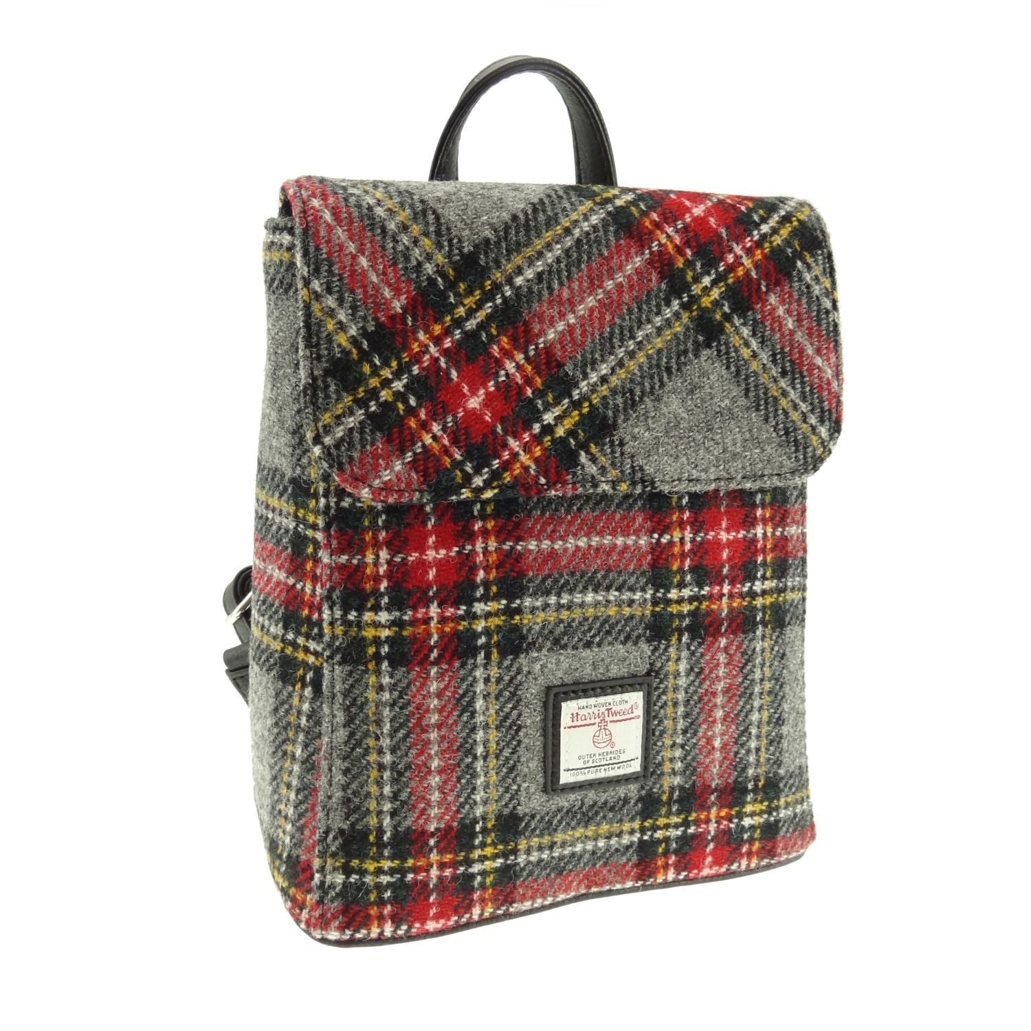 Tummel Mini Backpack with Harris Tweed Grey Red Black & Yellow - COL96 | Harris Tweed Scotland