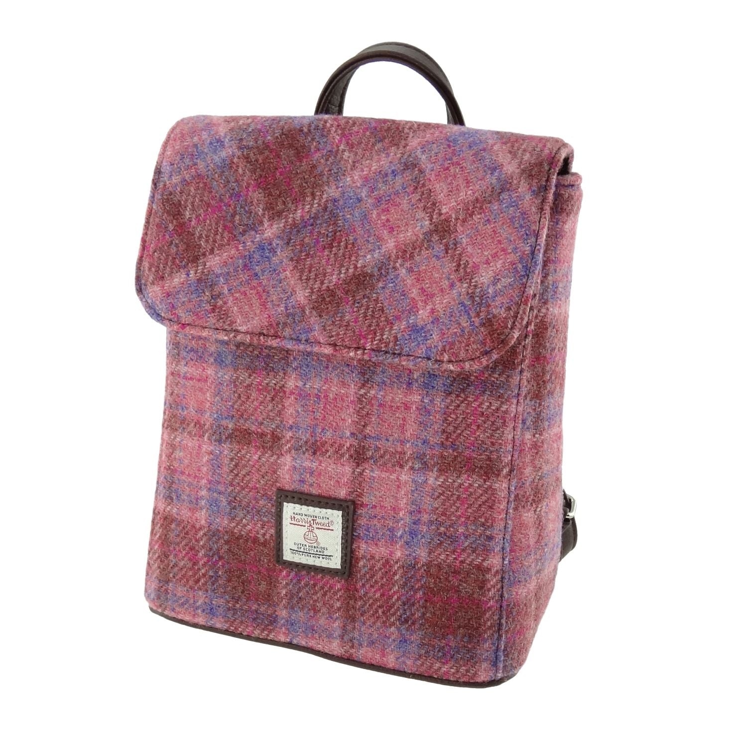 Tummel Mini Backpack with Harris Tweed Purple Check Fabric - COL103 | Harris Tweed Scotland