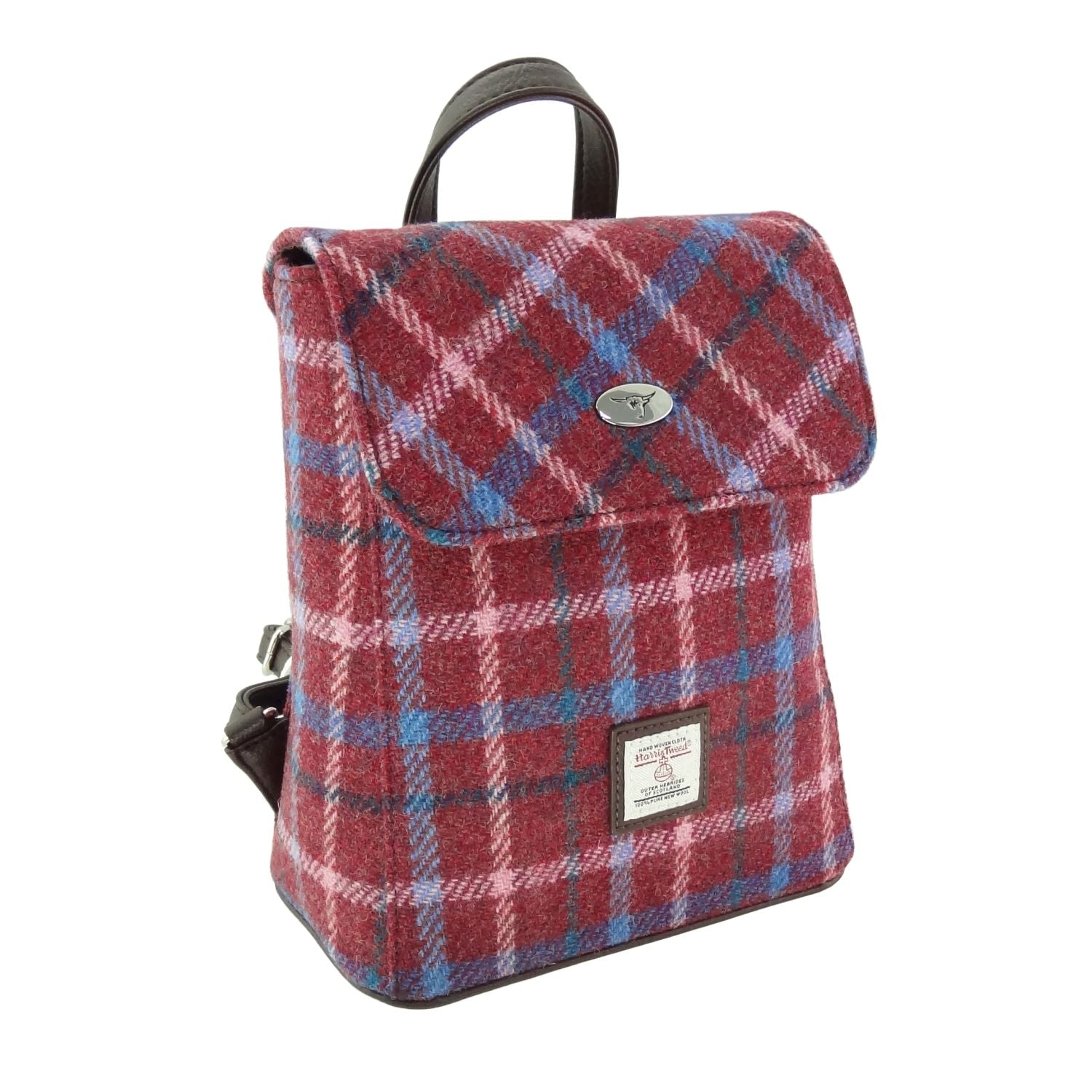 Tummel Mini Backpack with Harris Tweed Purple Blue & Back - COL151 | Harris Tweed Scotland