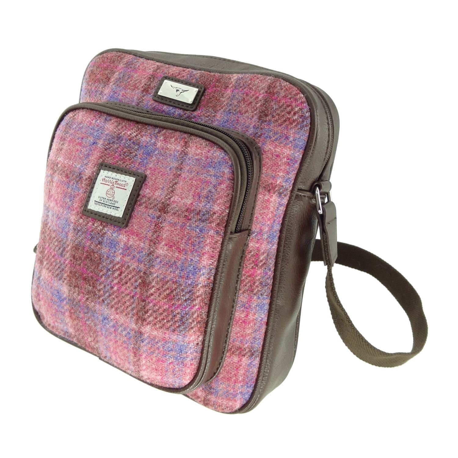 Harris Tweed Tay Travel Bag Pink & Purple Check | Harris Tweed Scotland