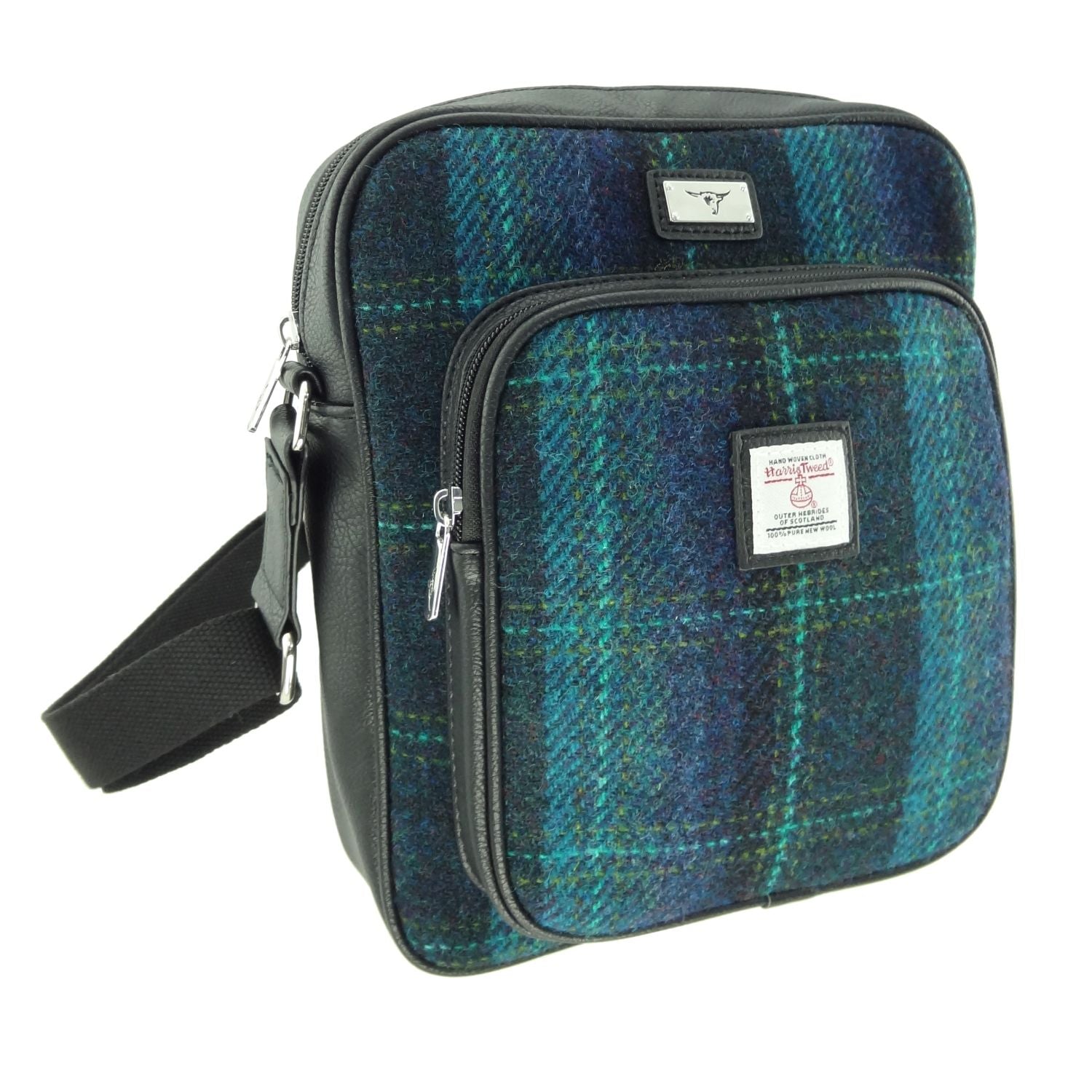 Harris Tweed Tay Travel Bag Navy Blue Check | Harris Tweed Scotland
