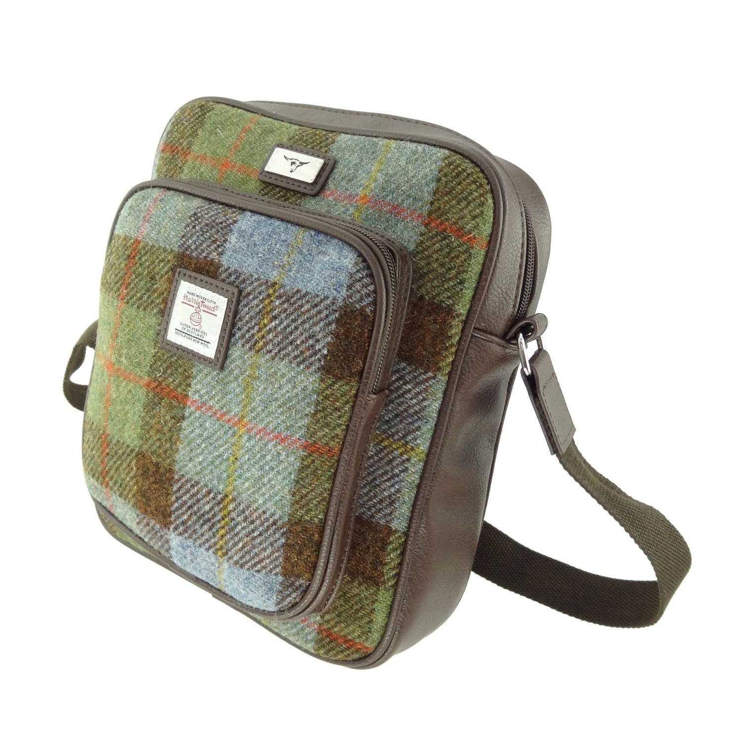 Harris Tweed Tay Travel Bag Blue, Brown & Green Check | Harris Tweed Scotland