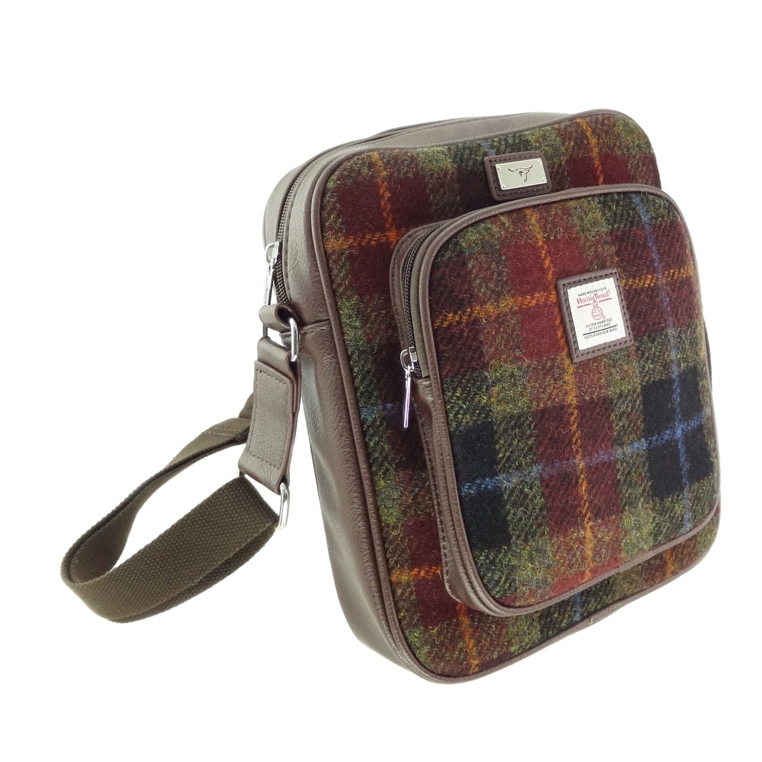 Harris Tweed Tay Travel Bag Blue, Green & Burgundy | Harris Tweed Scotland