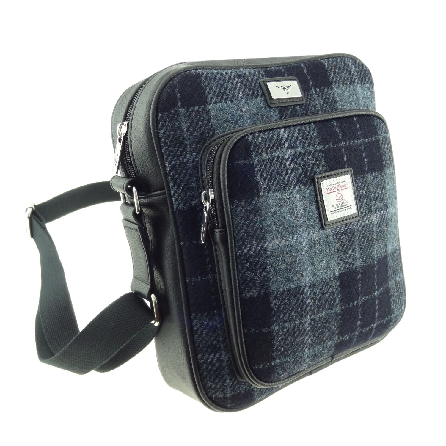 Harris Tweed Tay Travel Bag Navy Blue Check | Harris Tweed Scotland