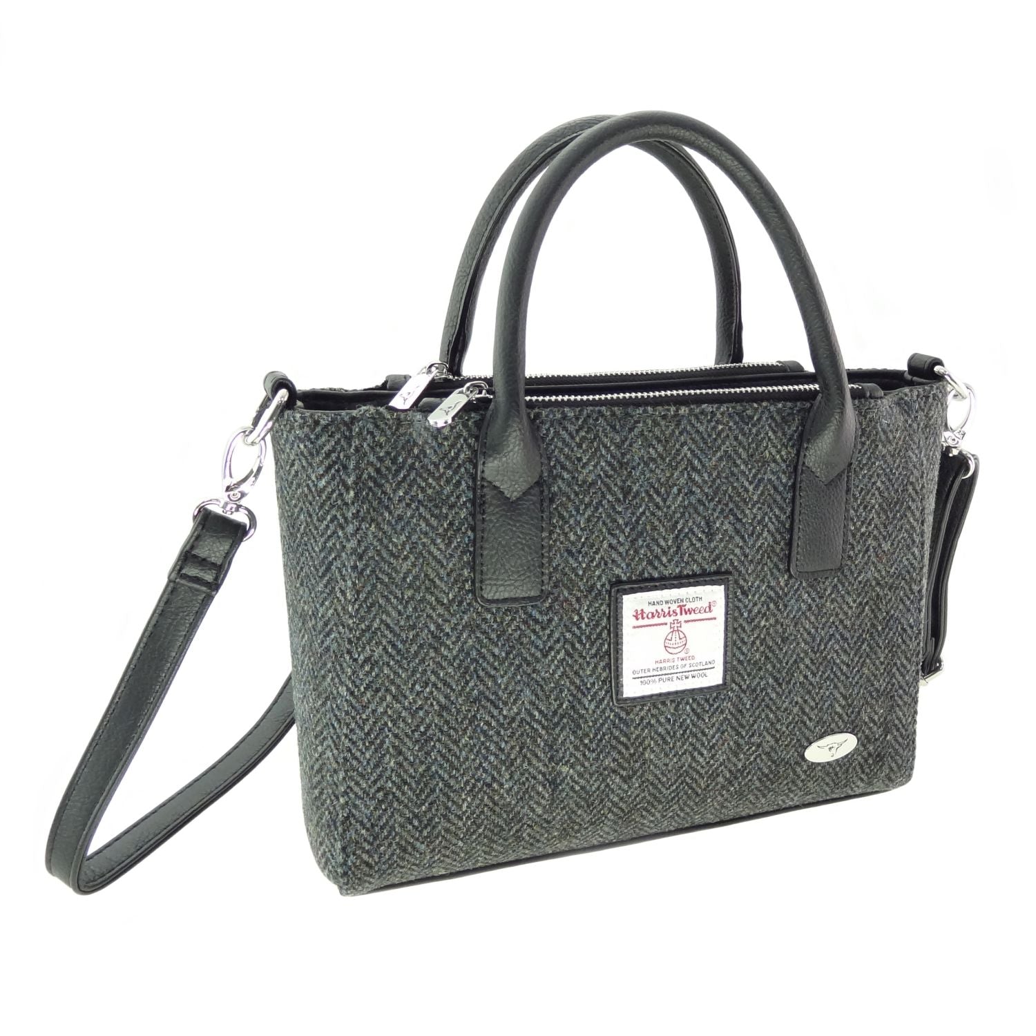 Brora Small Tote Bag with Shoulder Strap & Harris Tweed COL001 | Harris Tweed Scotland