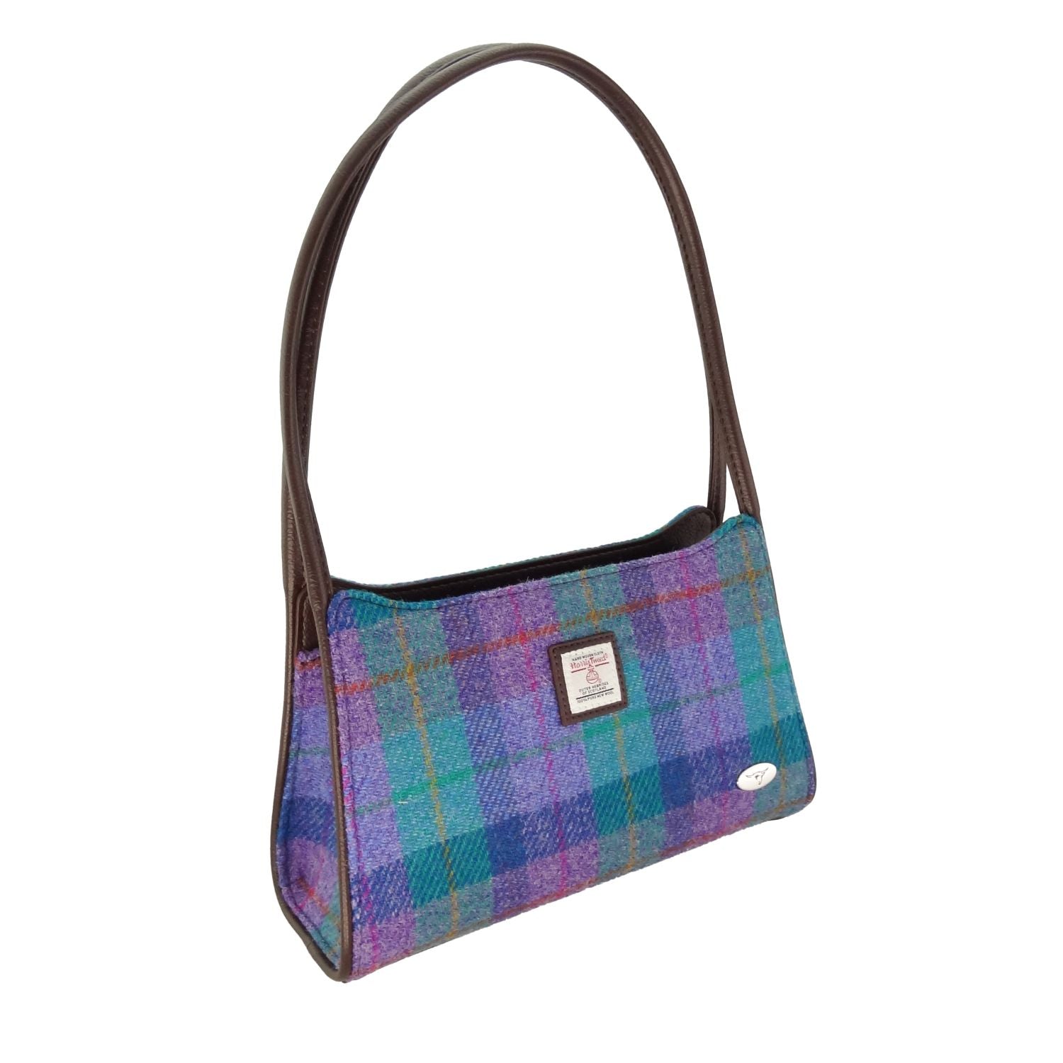 Harris Tweed Fiddich Small Handbag Green & Purple Tartan