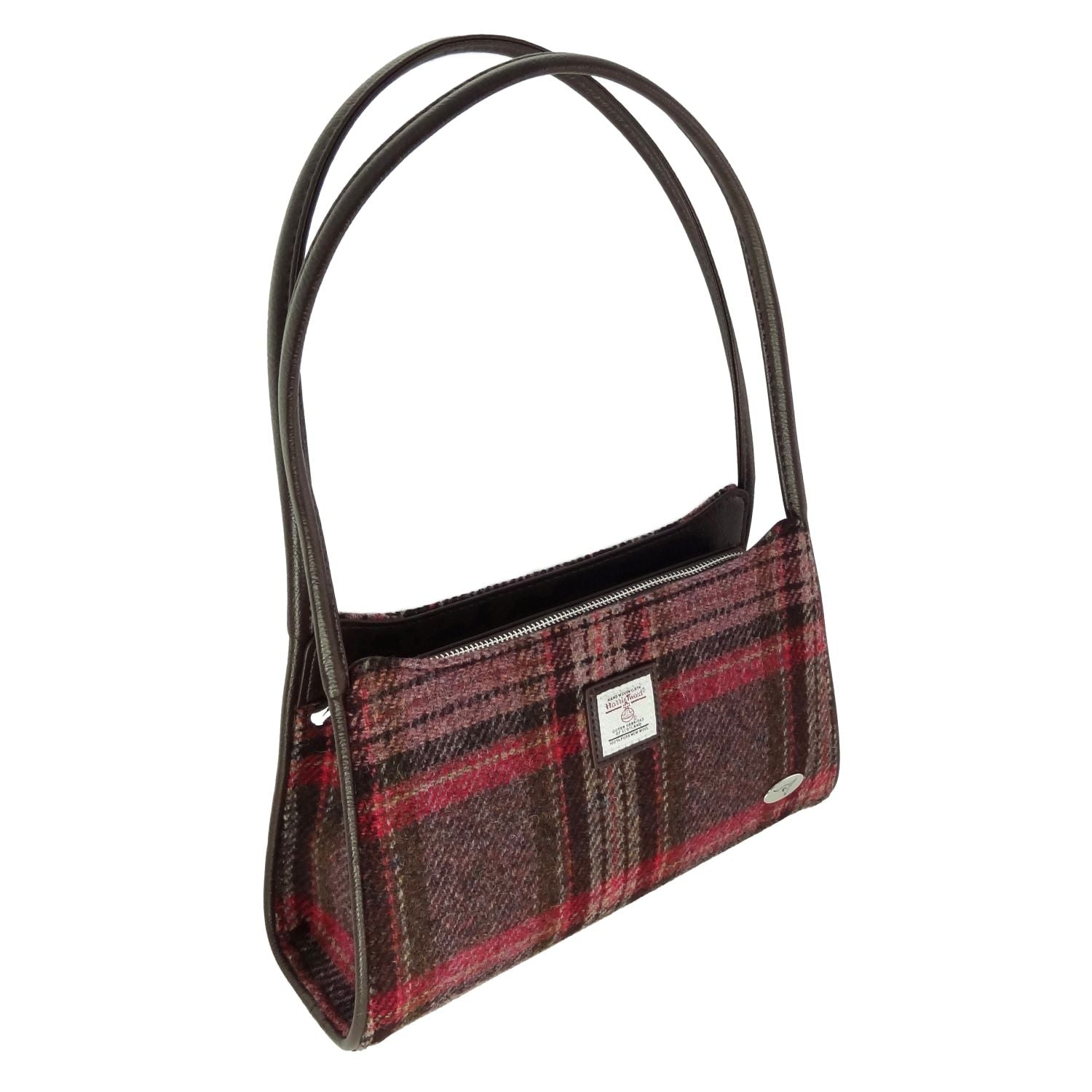 Harris Tweed Fiddich Small Handbag Burgundy & Pink Stewart Tartan | Harris Tweed Scotland